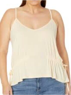 EUC KENDALL + KYLIE Vanilla Bean Drawstring Peplum Cami Top
